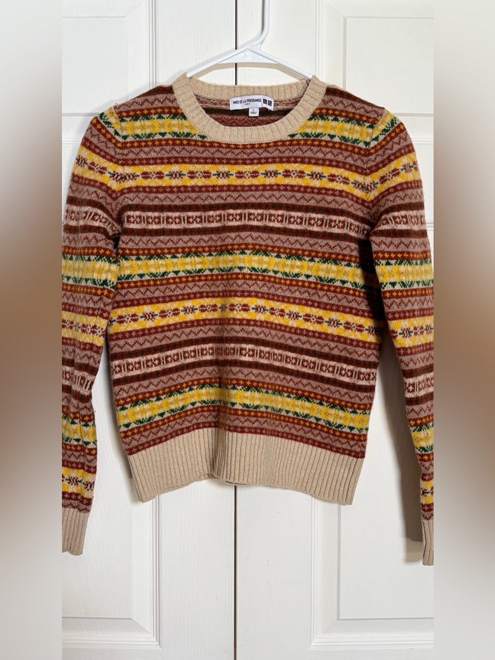 Uniqlo x Ines de la Fressange Women’s L 100% Wool Fair Isle Sweater Multicolor
